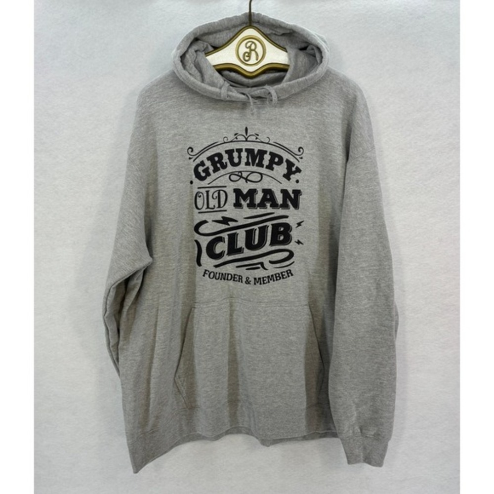 Grumpy Old Man Club‎ Hoodie Mens 2XL Gray Funny Slogan Pullover Sweatshirt